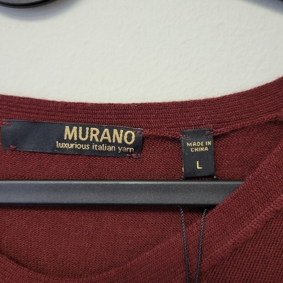 Murano Merino wool Crewneck sweater Wine Red L - Picture 3 of 8
